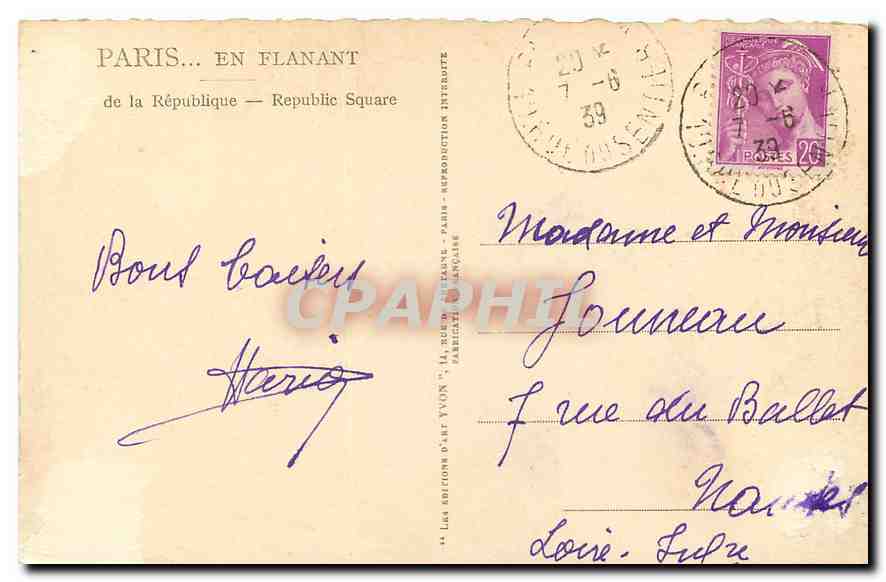 CPA Paris en flanant Place de la Republique  — Rückseite