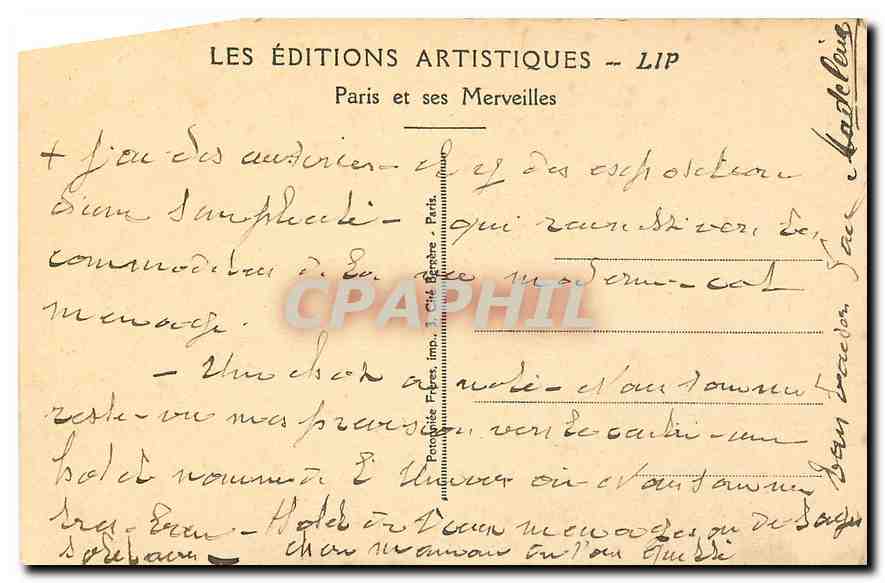 CPA Paris La Porte Saint Denis  — Rückseite