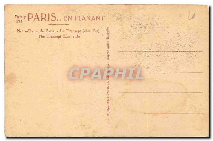 CPA Paris en flanant Notre Dame de paris Le Transept cote Est  — Verso