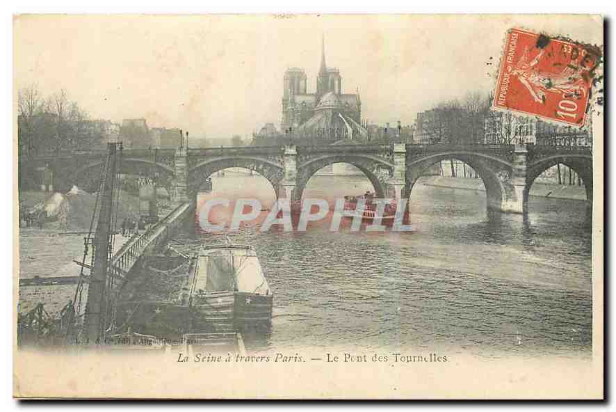 CPA La Seine a travers Paris Le Pont des Tournelles 
