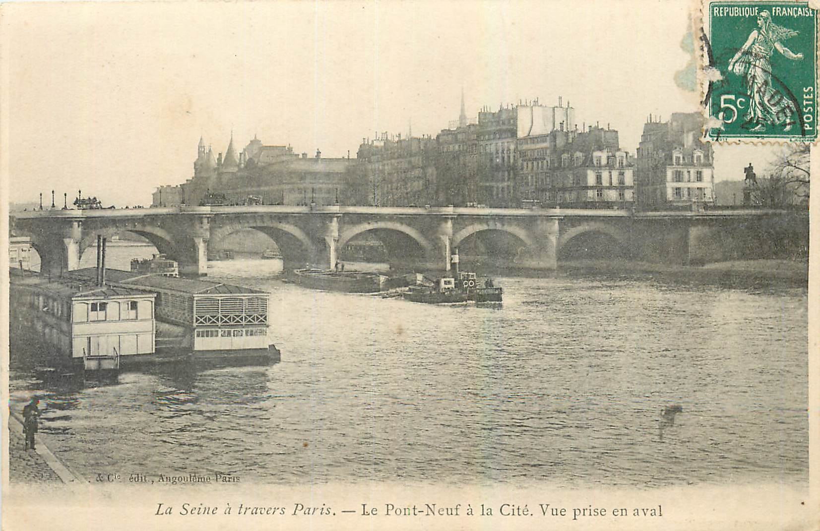 CPA La Seine a travers Paris Le Pont Neuf a la Cite Vue prise en aval 