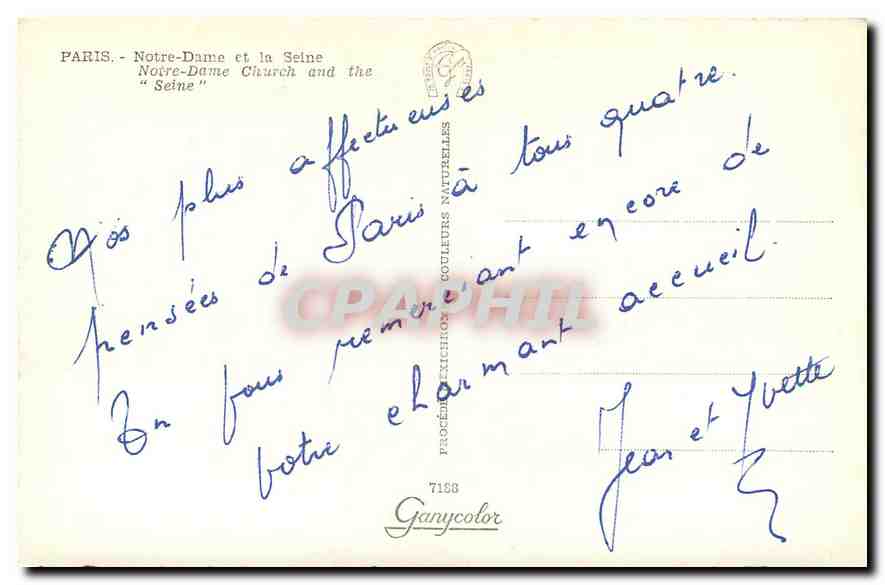 CPA Paris Notre Dame et la Seine  — Rückseite