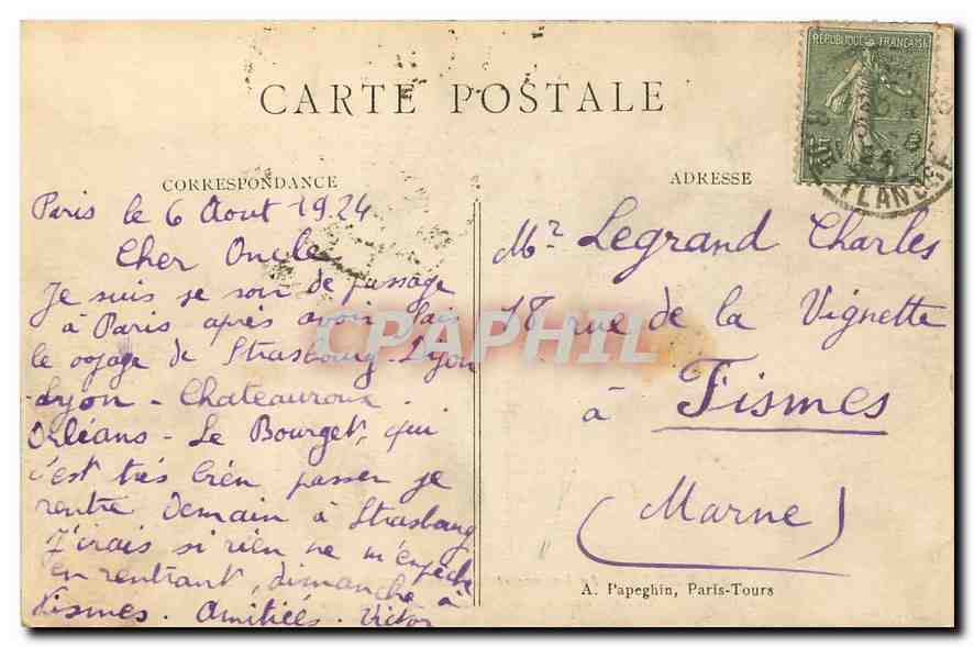 CPA Paris Le Louvre et le Monument de Gambetta  — Rückseite