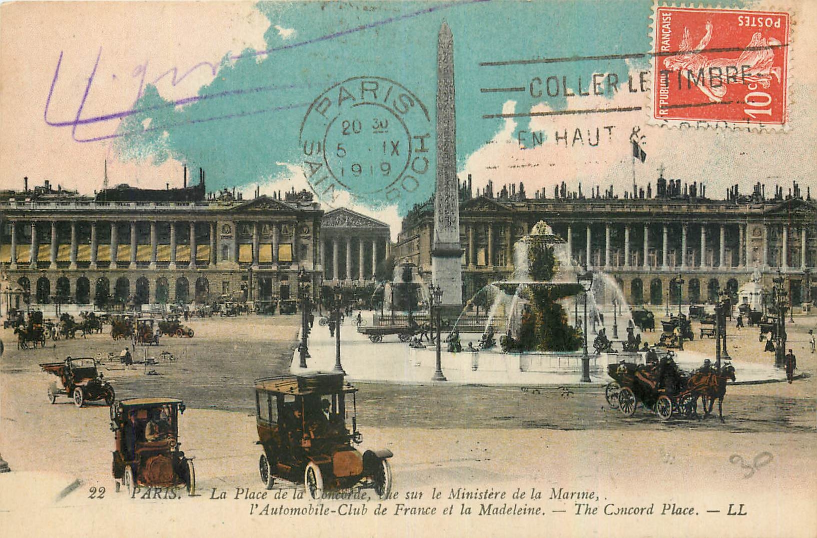 CPA Paris La Place de la Concorde vue sur le Ministere de la Marine l'Automobile Club de France et l