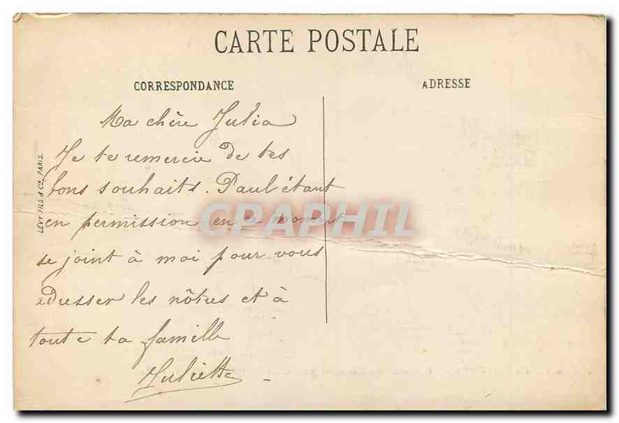 CPA Paris L'Avenue des Champs Elysees et les Chevaux de Marly Automobile — Rückseite
