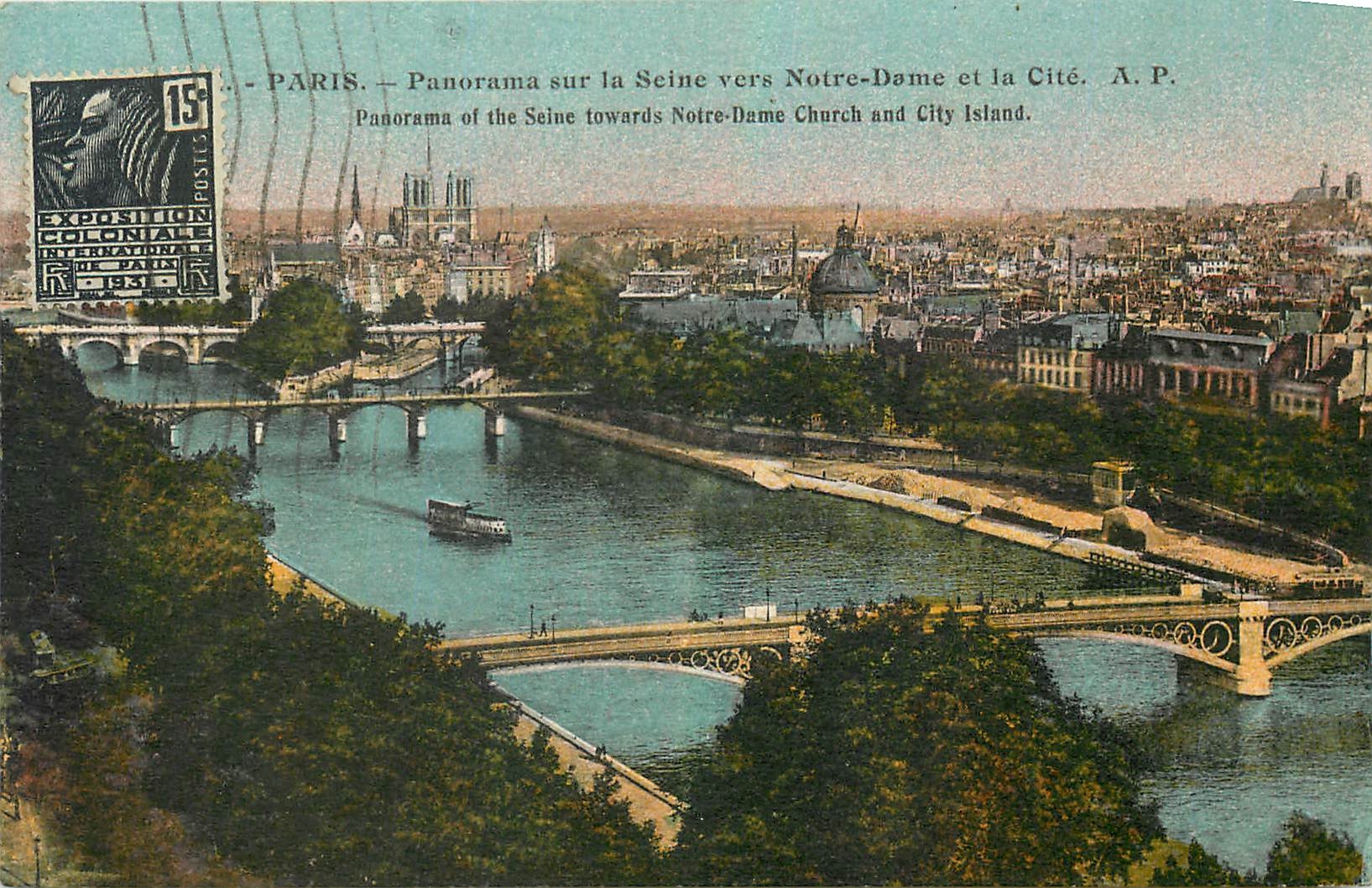 CPA Paris Panorama sur la Seine vers Notre Dame et la Cite 