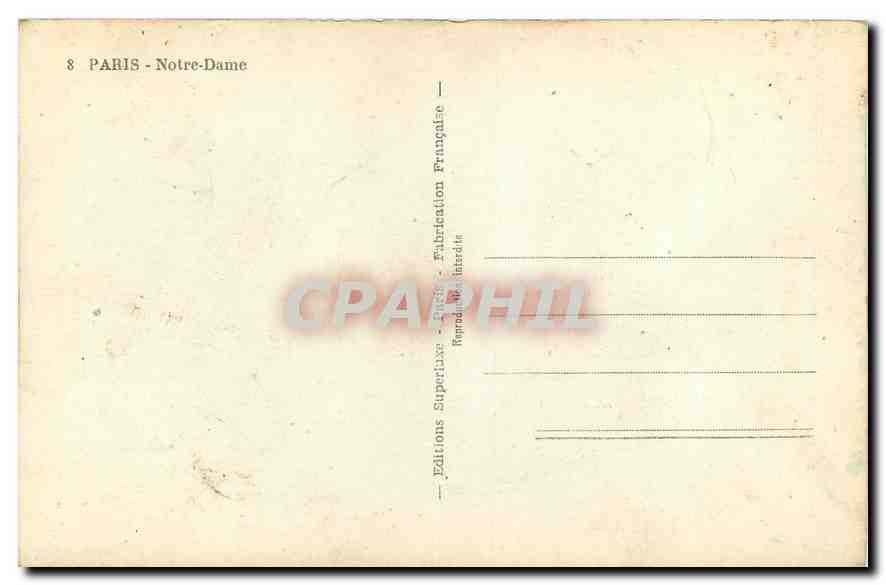 CPA Paris Notre Dame  — Verso