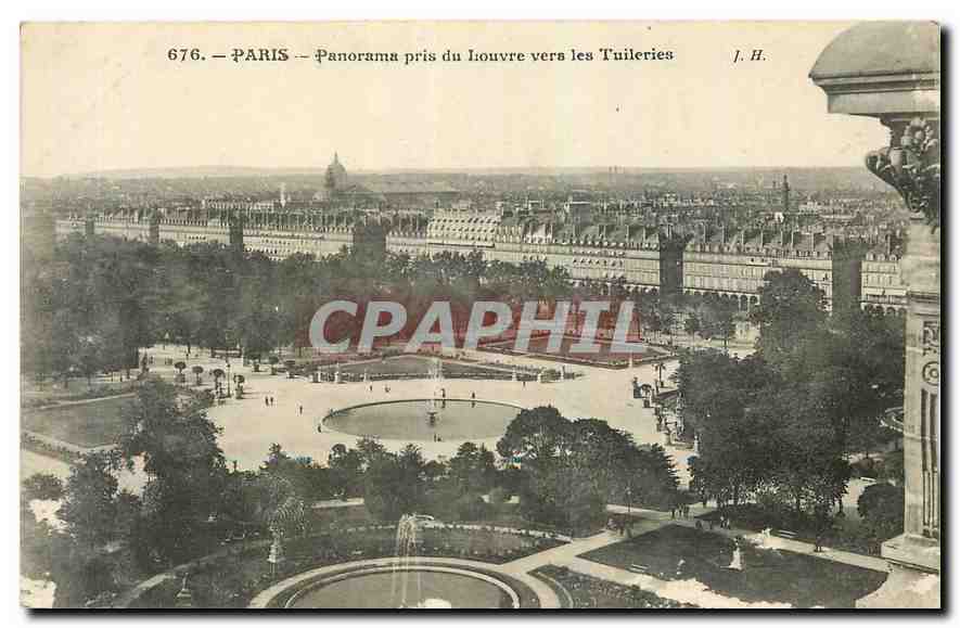 CPA Paris Panorama pris du Louvre vers les Tuileries 