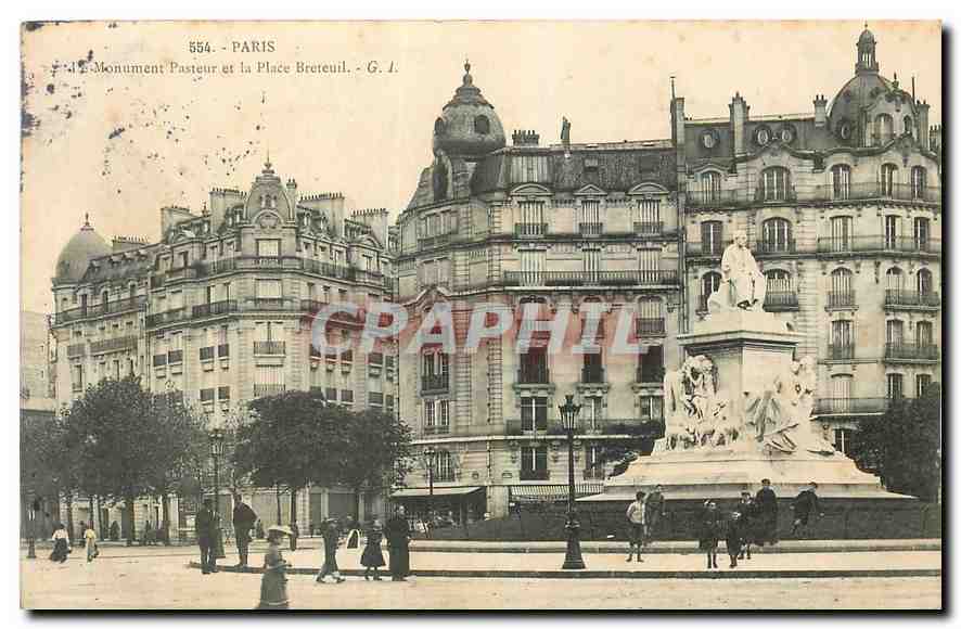 CPA Paris Le Monument Pasteur et la Place Breteuil 