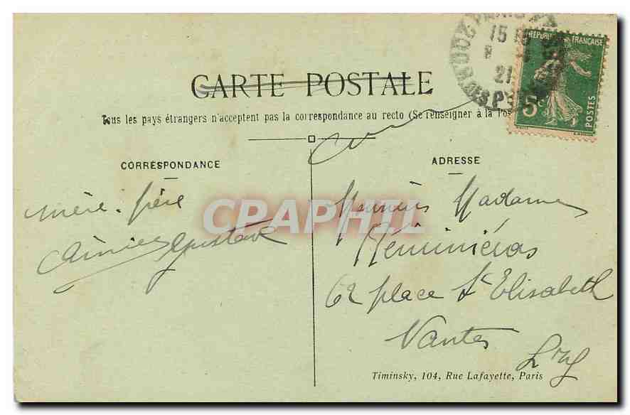 CPA Paris La Madeleine  — Verso