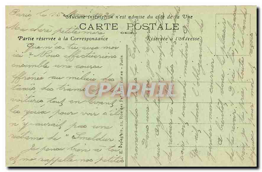 CPA Paris La Madeleine  — Verso