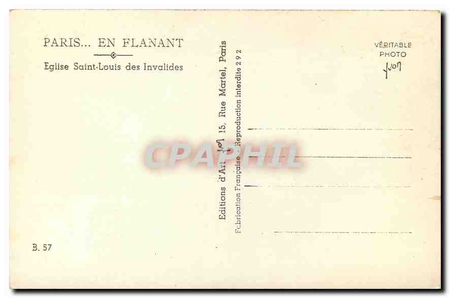 CPA Paris Eglise Saint Louis des Invalides  — Verso