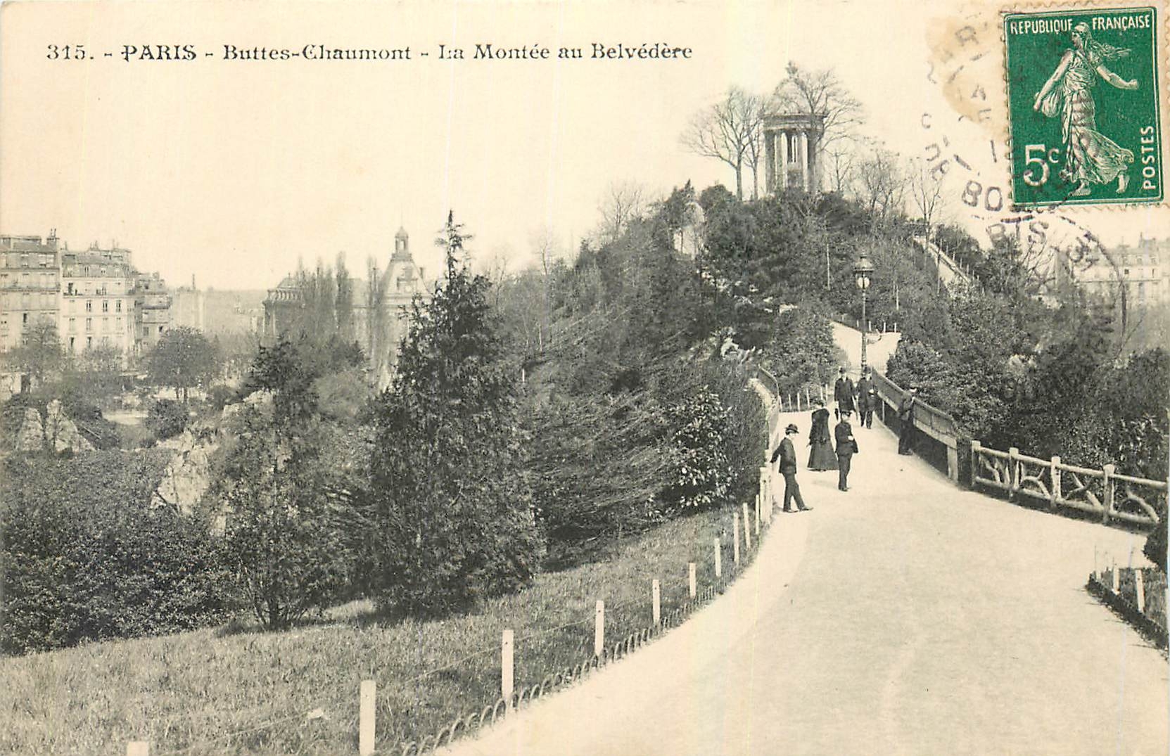 CPA Paris Buttes Chaumont La Montee au Belvedere 