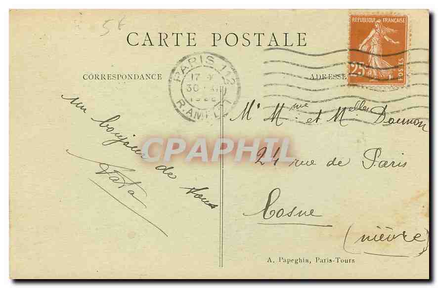 CPA Paris La Madeleine et le Boulevard  — Verso