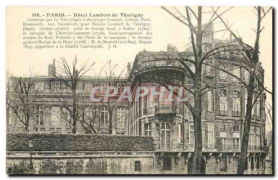 CPA Paris Hotel Lambert de Thorigny 