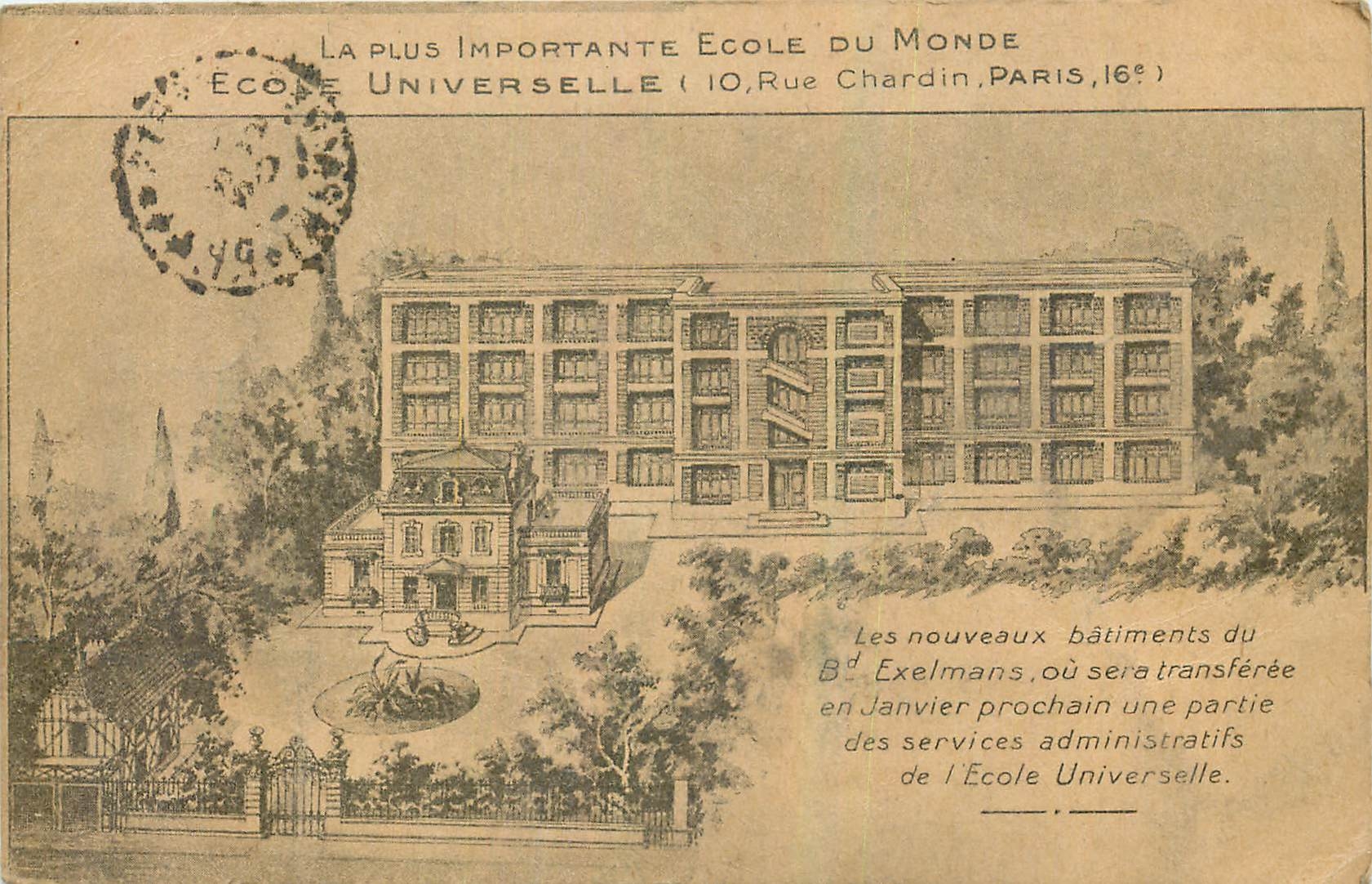 CPA La Plus Importante Ecole du Monde ecole Universelle Rue Chardin Paris 