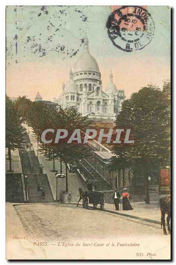 CPA Paris l'Eglise du Saint Coeur et le Funiculaire 