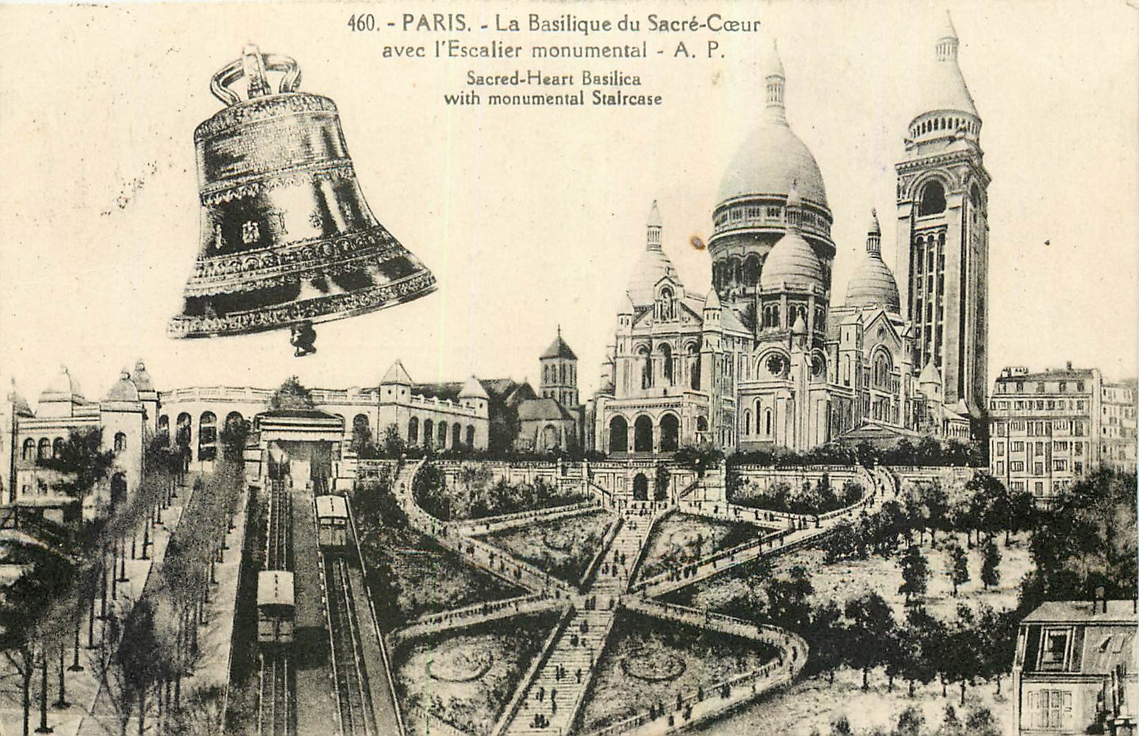 CPA Paris La Basilique du Scare Coeur avec l'Escalier monumental Cloche