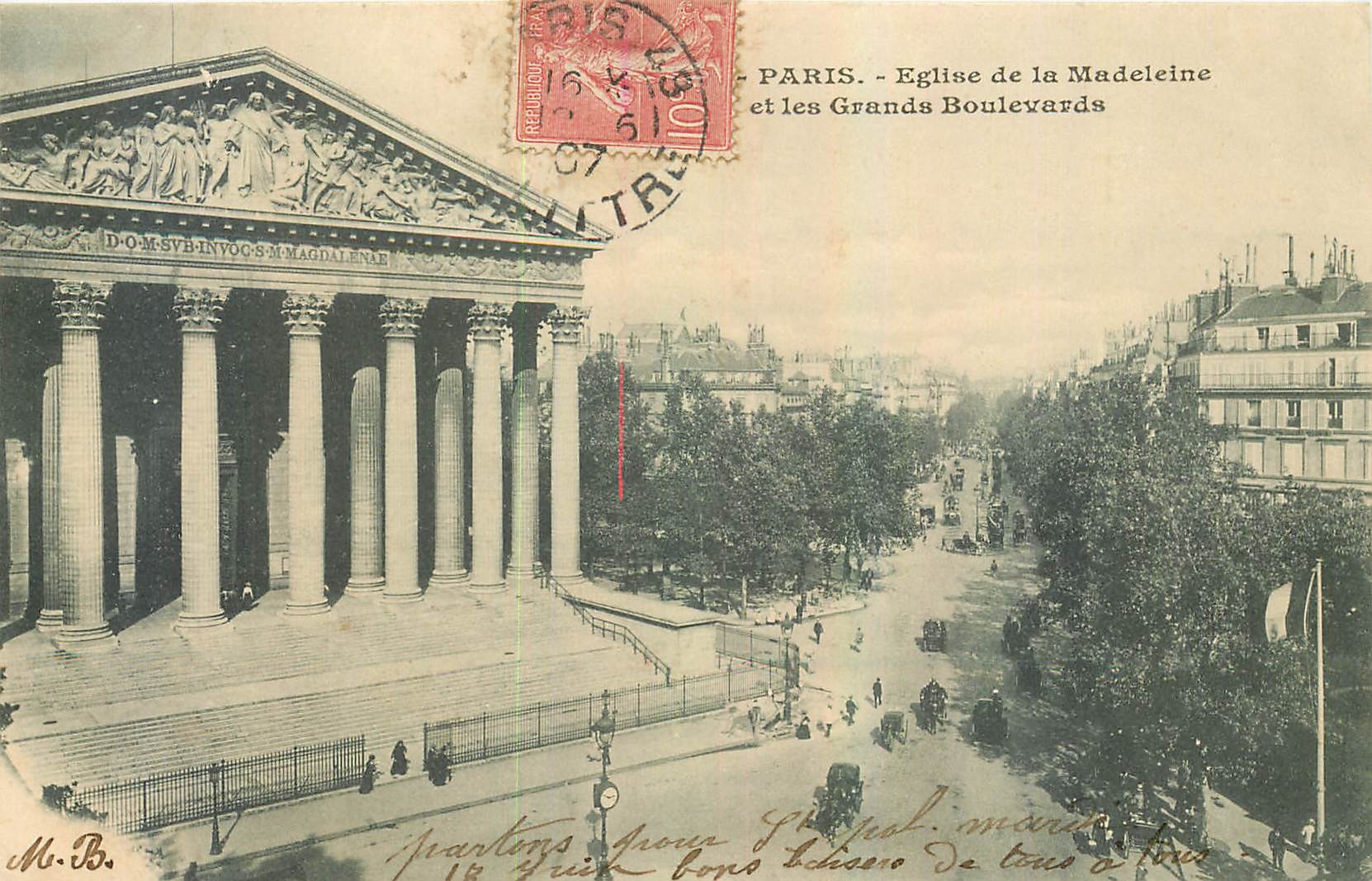 CPA Paris Eglise de la Madeleine et les Grands Boulevards 