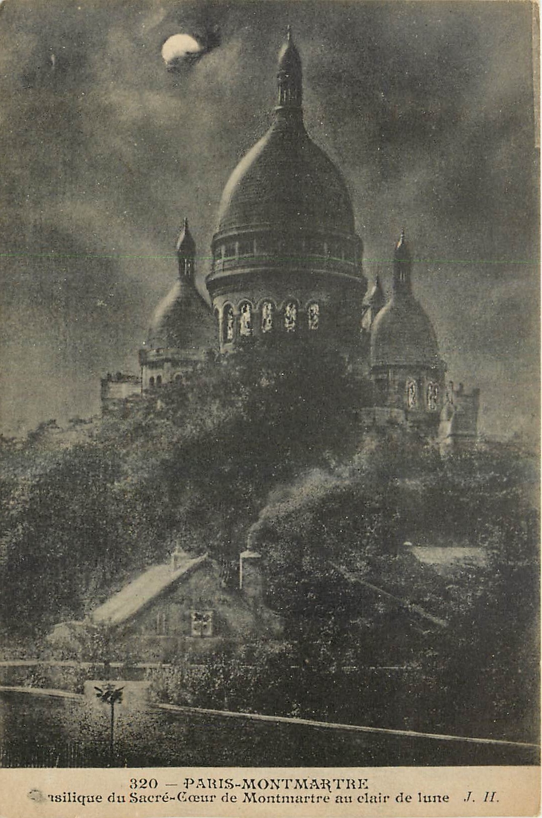 CPA Paris Montmartre Basilique du Sacre Coeur de Montmartre au clair de lune