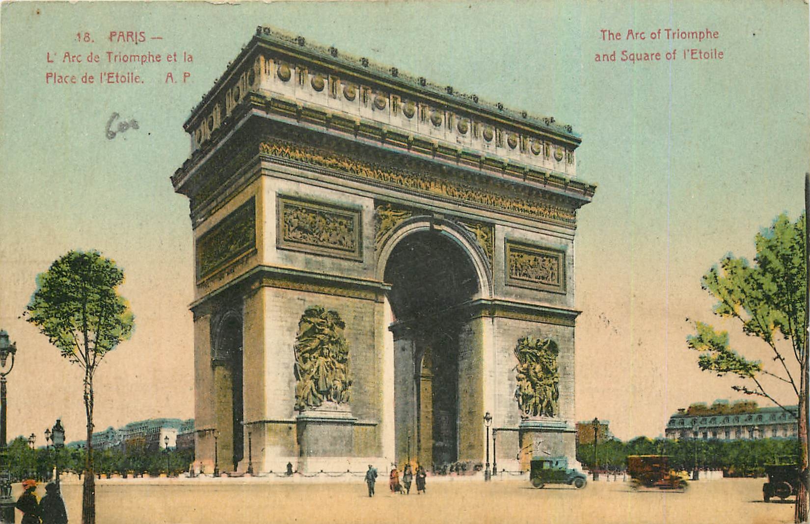 CPA Paris l'Arc de Triomphe et la Place de l'Etoile 