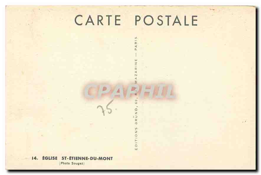CPA Eglise St Etienne du Mont  — Rückseite