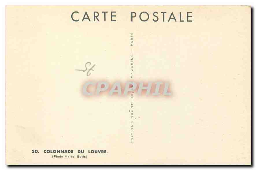 CPA Colonnade du Louvre Paris — Rückseite