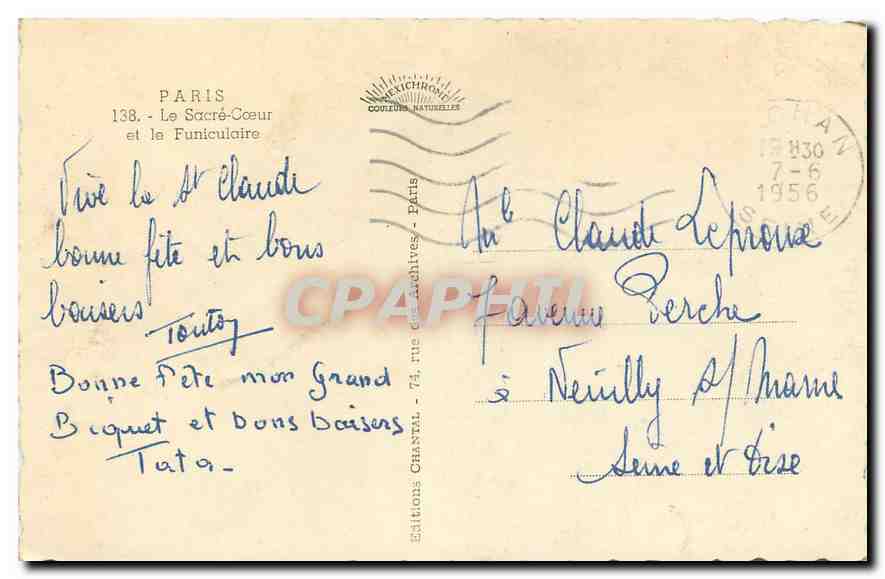CPA Paris Le Sacre Coeur et le Funiculaire  — Rückseite