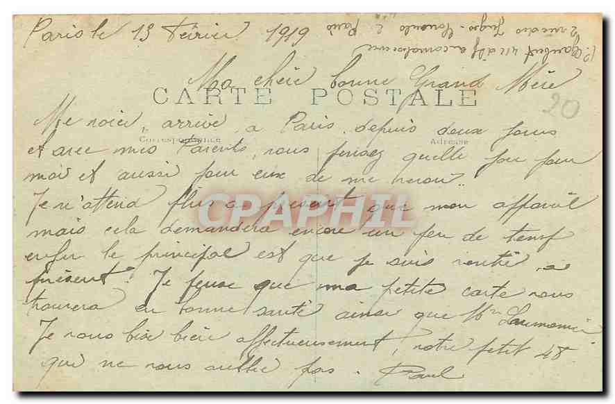 CPA Paris Eglise de la Madeleine  — Verso