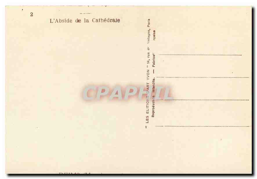 CPA l'Abside de la Cathedrale  — Rückseite