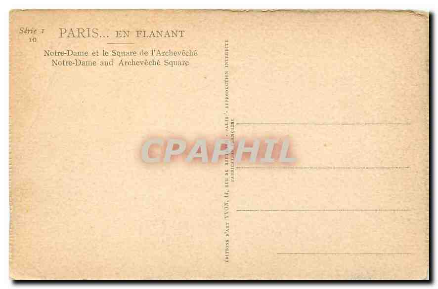 CPA Paris Notre Dame et le Square de l'Archeveche  — Rückseite