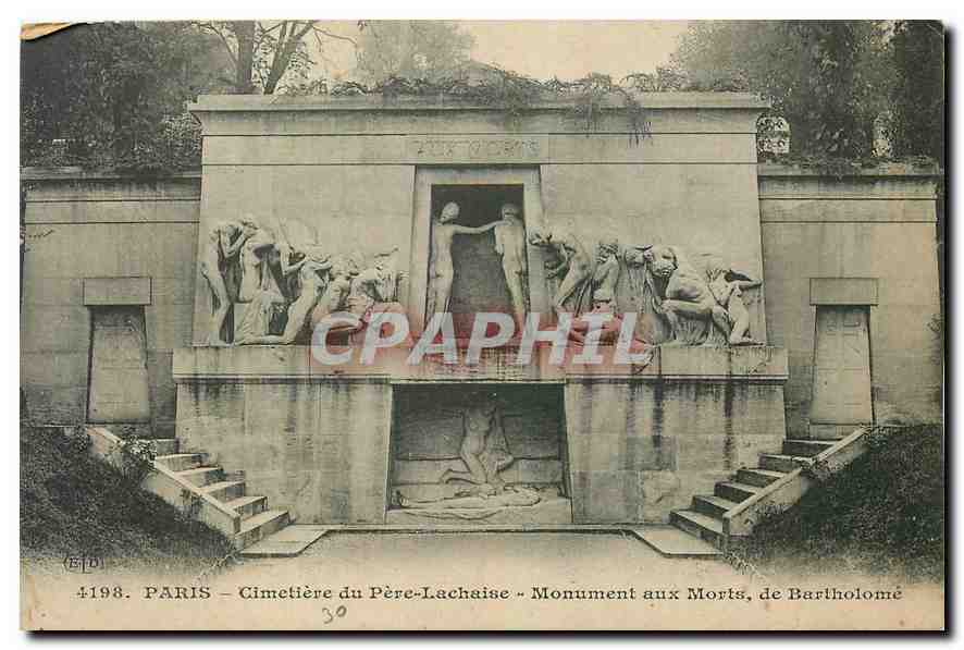 CPA Paris Cimitiere du Pere Lachaise Monument au Morts de Bartholome 