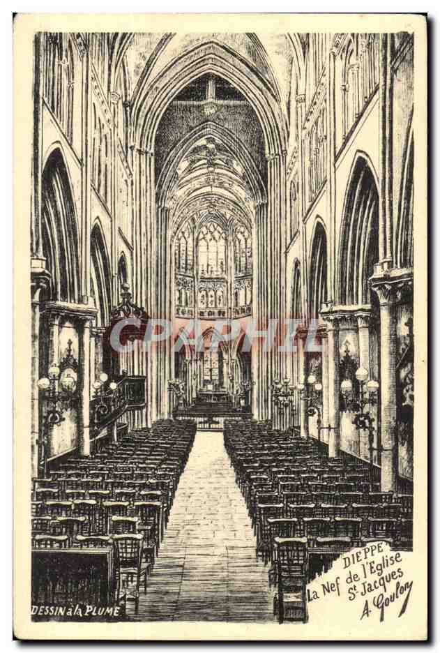 Dieppe cPA La nef de l'eglise Saint Jacques 