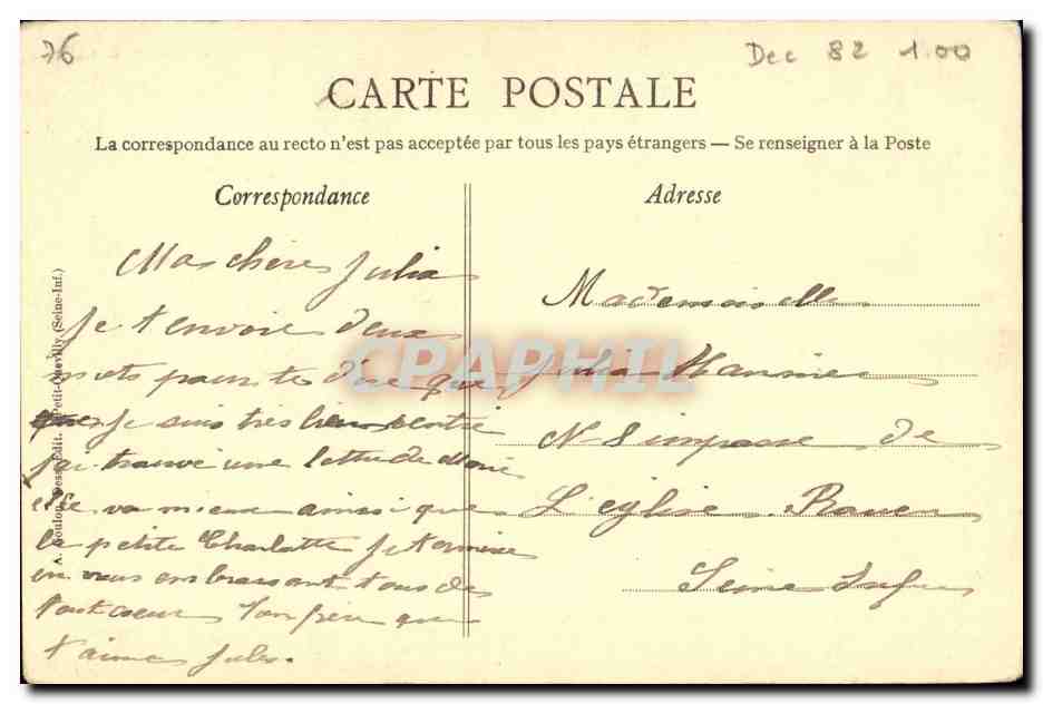Dieppe cPA La nef de l'eglise Saint Jacques  — Verso