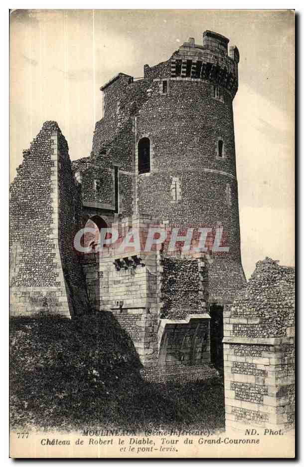 Moulineaux CPA Chateau de Robert le Diable Tour du grand couronne et le pont