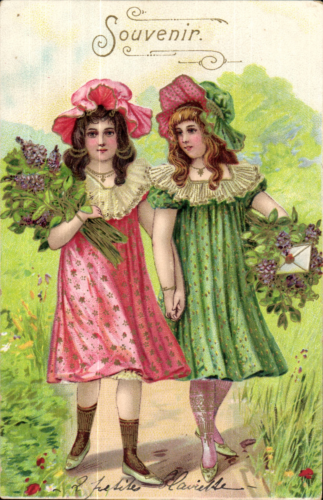 Deux jeunes filles — Souvenir — J. Petite Claviette