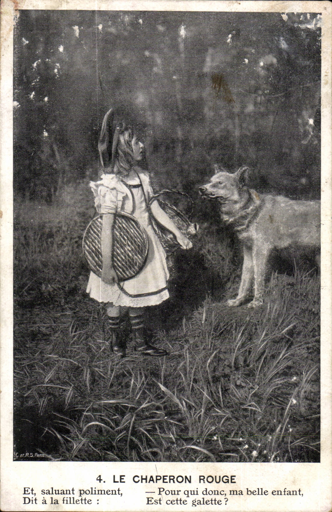 CPA Fantaisie Enfant Le chaperon rouge Loup lupus