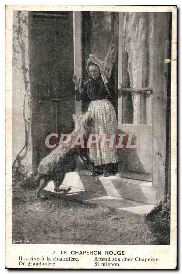 CPA Fantaisie Enfant Le chaperon rouge Loup lupus