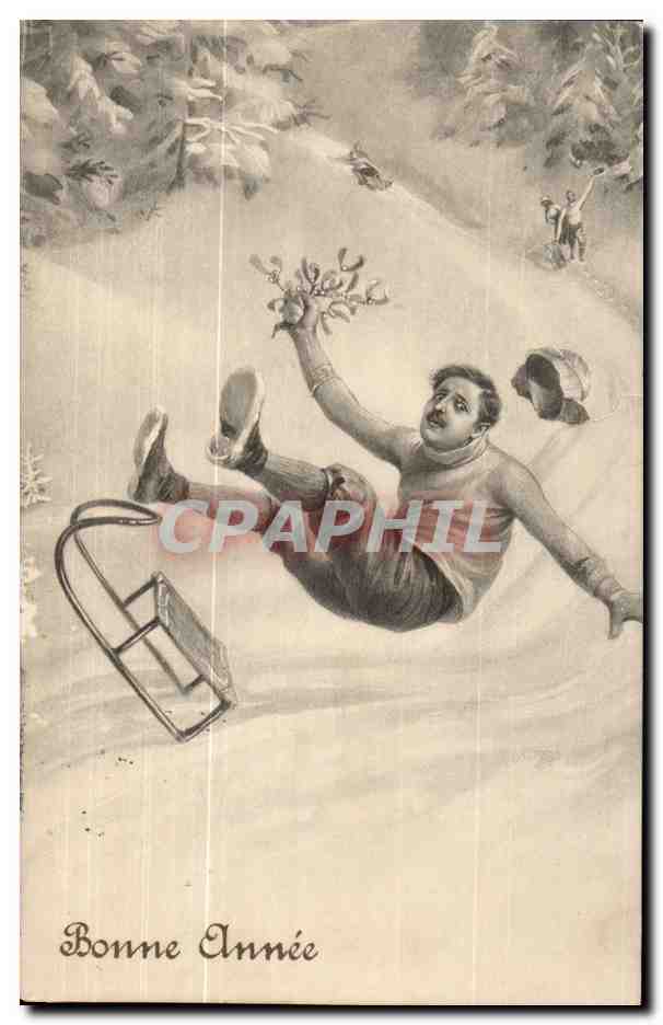 CPA Fantaisie Homme tombant en lige Sports d'hiver