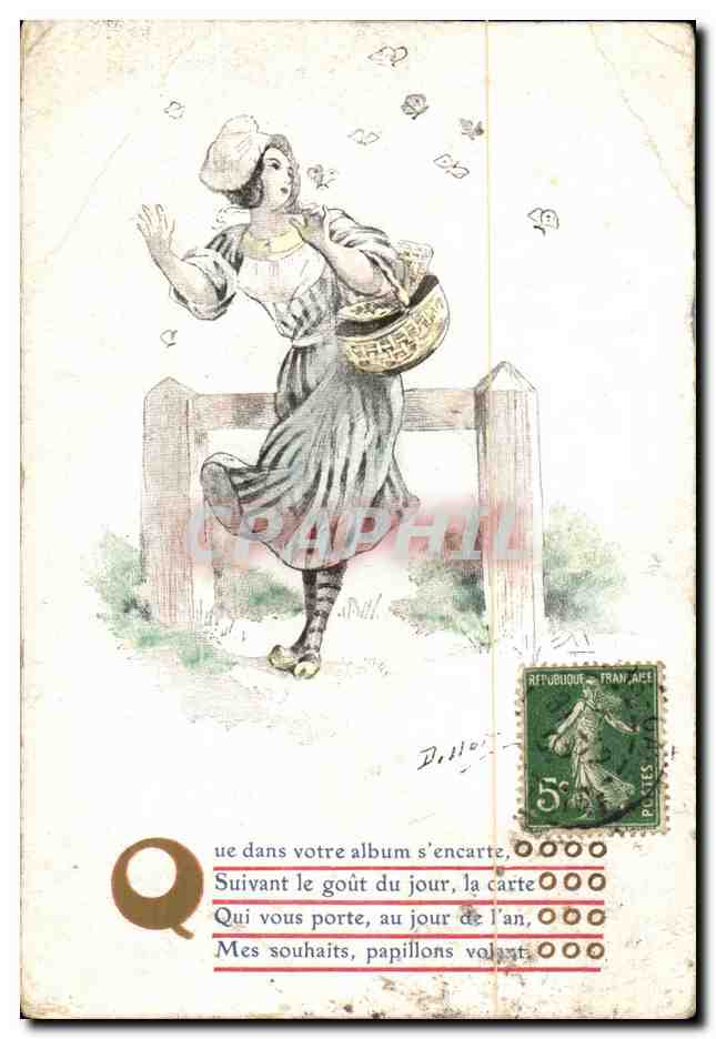 CPA Fantaisie Femme et papillons Butterfly