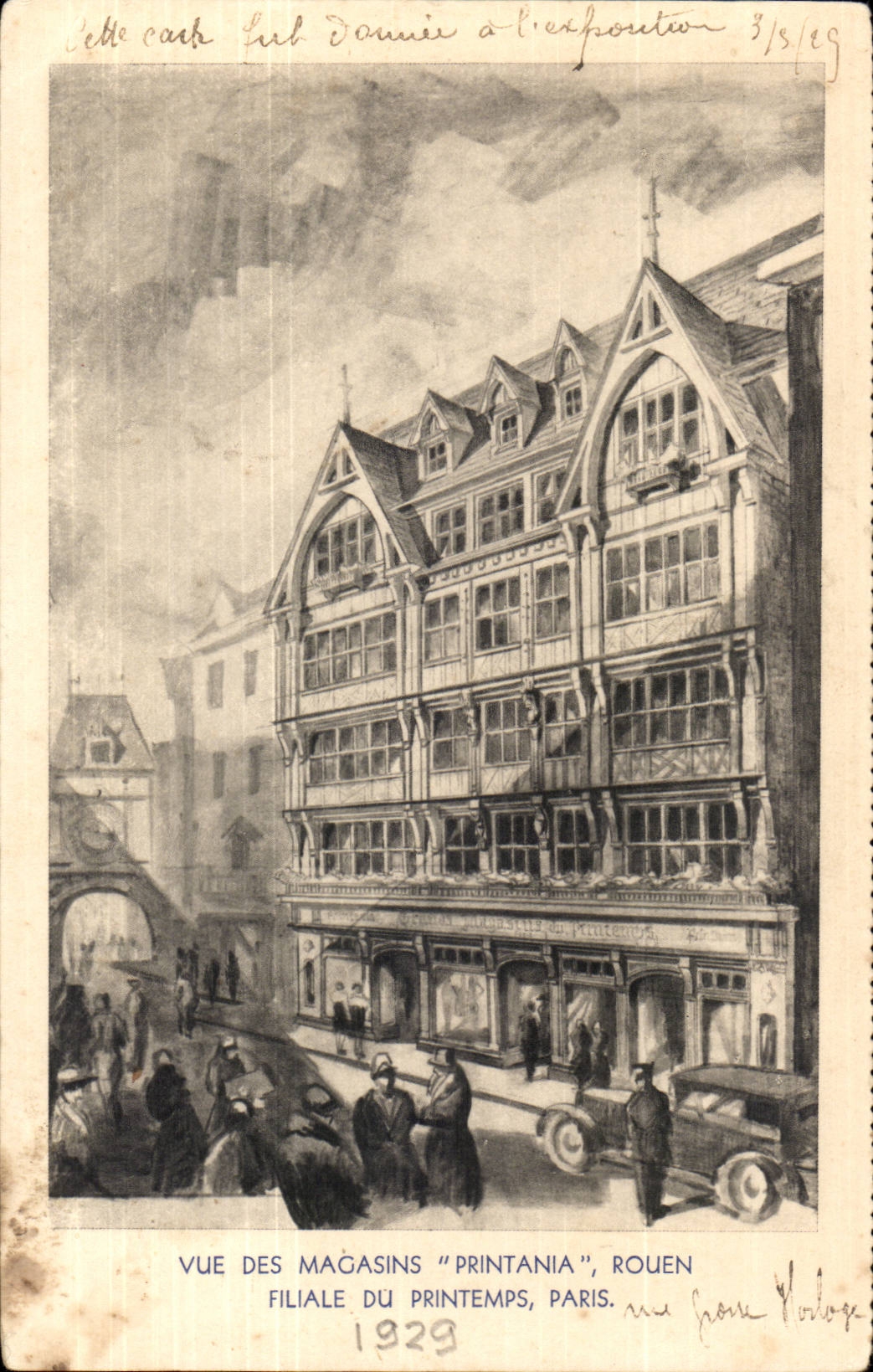 CPA Vue des magasins Printania Rouen Filiale du Printemps Paris