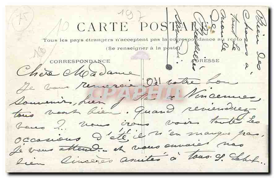 CPA Paris Le Trocadero  — Rückseite