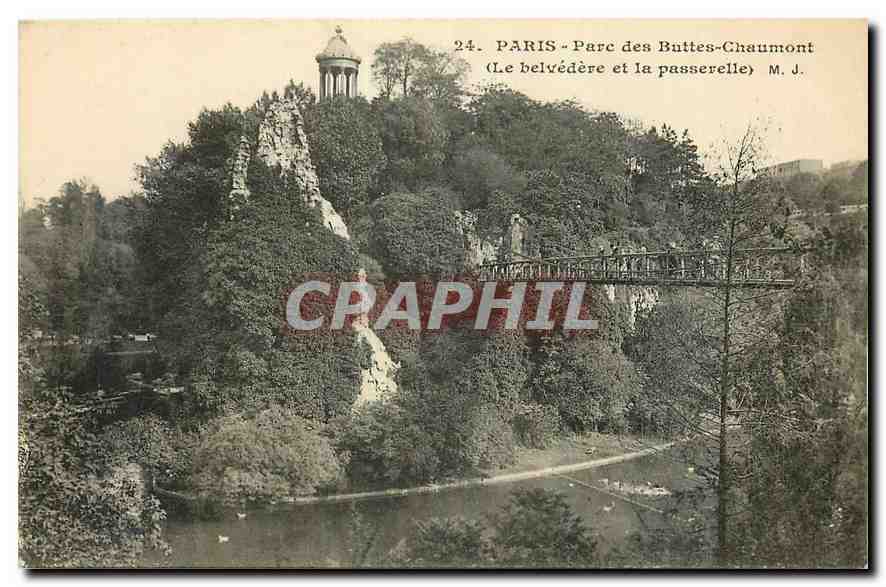 CPA Paris Parc des Buttes Chaumont Le belvedere et la passerelle 