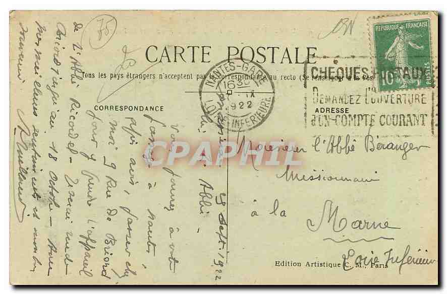 CPA Paris L'Institut de France et le Pont des Arts  — Rückseite