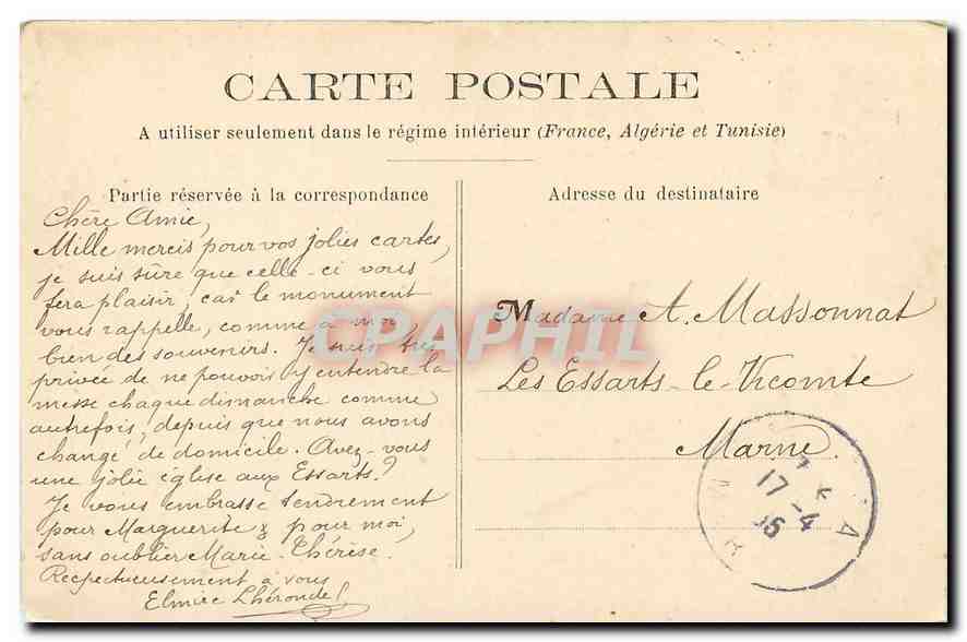 CPA Paris Eglise St Bernard de la Chapelle  — Verso