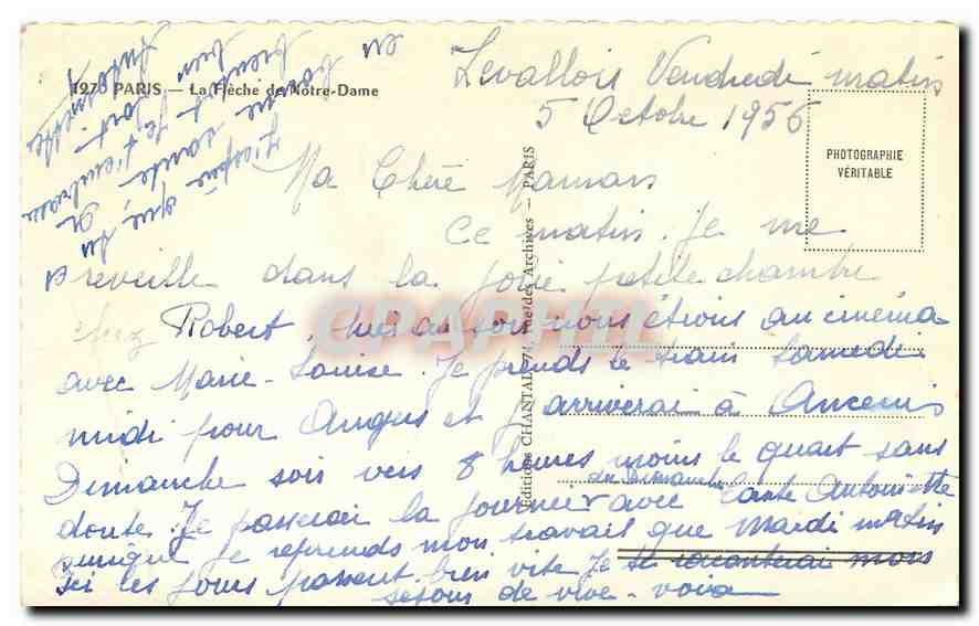CPA Paris La Fleche de Notre Dame  — Verso