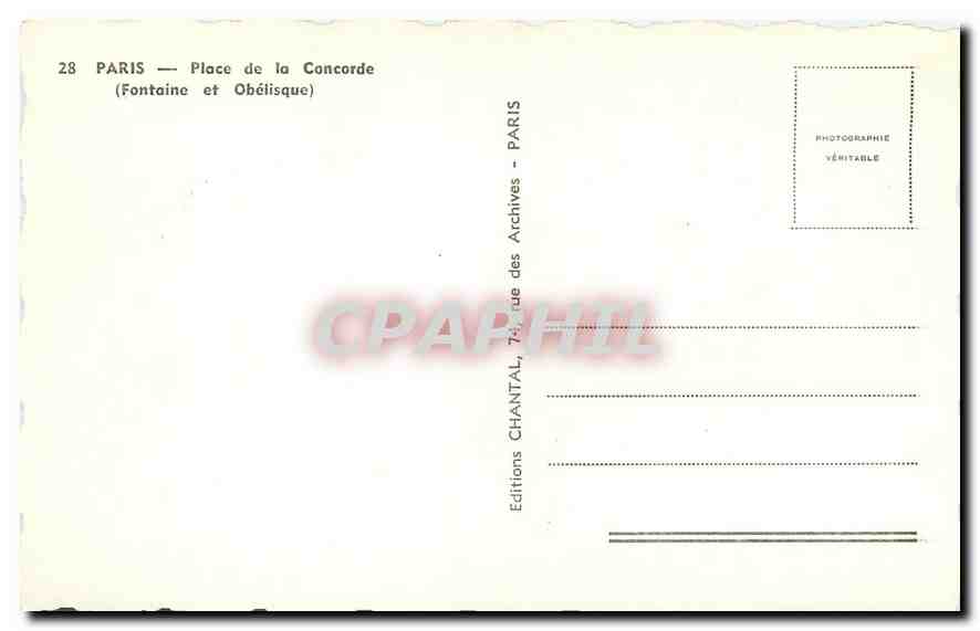 CPA Paris Place de la Concorde Fontaine et Obelisque  — Verso