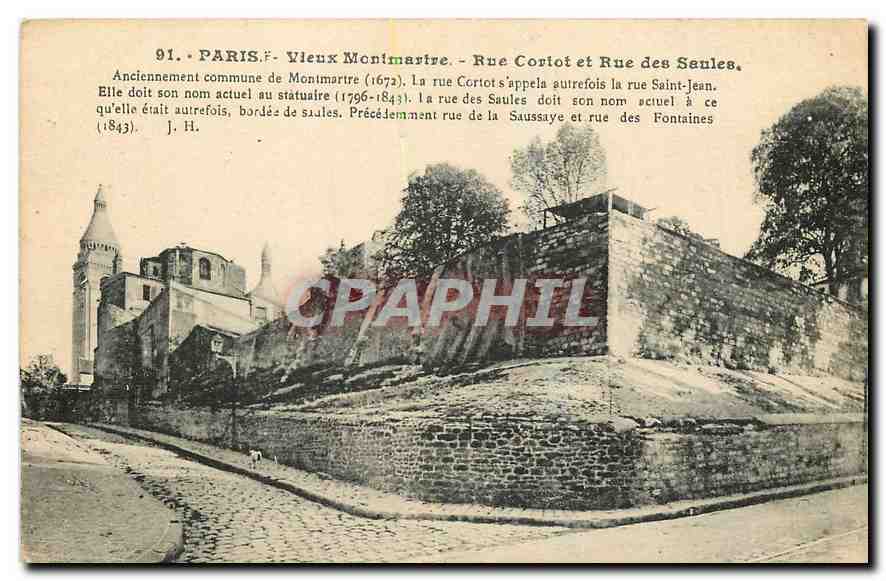 CPA Paris Vieux Montmartre Rue Corlot et Rue des Saules 
