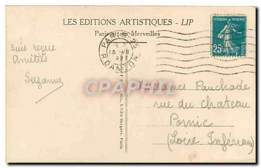 CPA Paris La Conciergerie et le Pont au Change  — Rückseite