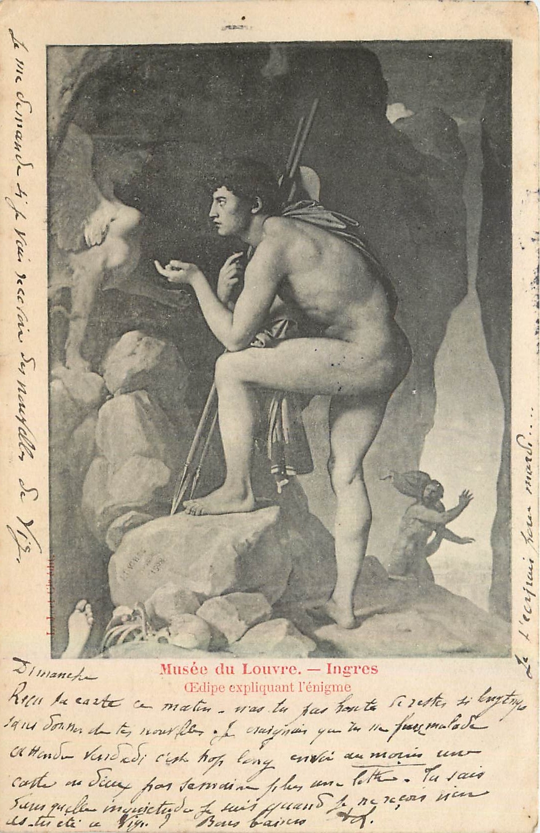 CPA Musee du Louvre Ingres Oeulipe expliquant l'enigme 